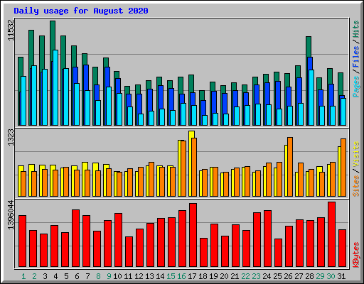 Daily usage for August 2020