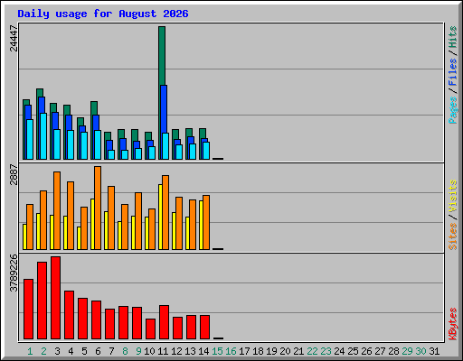 Daily usage for August 2026